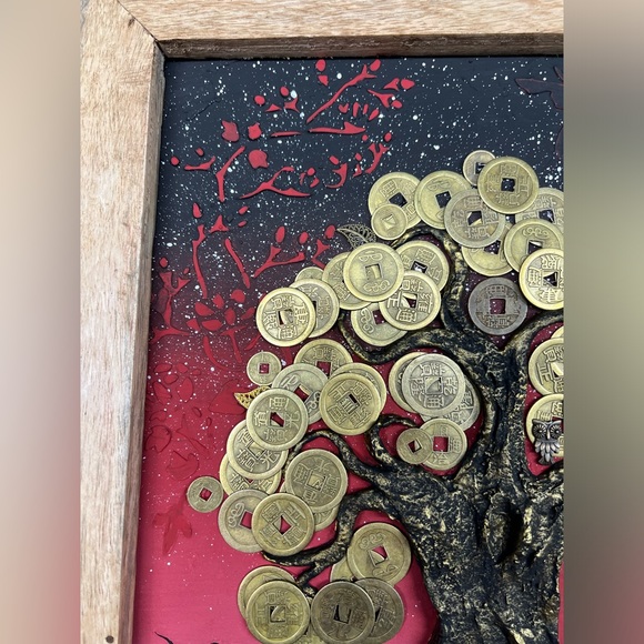 Chinese Feng Shui Money Tree Portrait 16”x19” (Handmade) - Picture 3 of 4